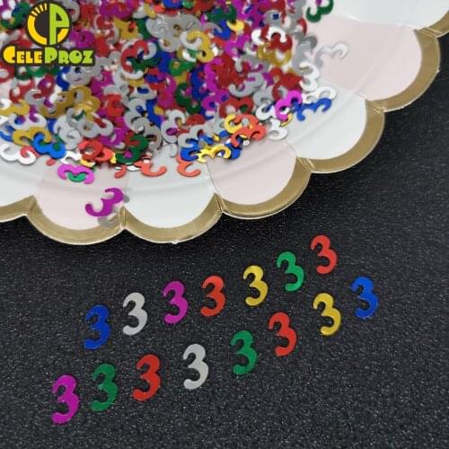 15g Number 3 Birthday Confetti Sequin Party Table Scatters Digit 3 Confetti 3rd Anniversary Birthday Event DIY Party Supplies
