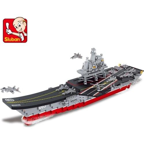 Sluban Building Block Military WW2 Aircraft Boat Carrier 1058pcs Educational Bricks Toy Boy No retail box