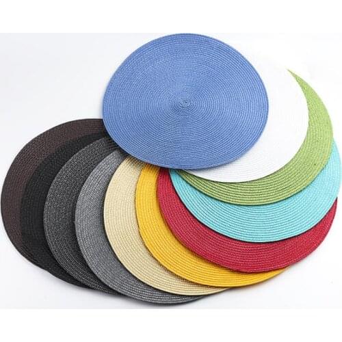 Round Woven Placemats Heat Resistant Wipeable Placemat non-slip Washable Kitchen Place Mats Hand-Woven Rattan Placemats SN102