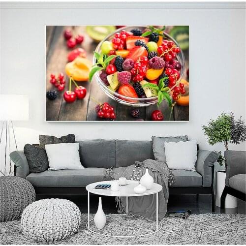 Kitchen Decor Food Painting Fruit Vegetable Basket Strawberry Posters Canvas Art Print Cuadros Decoracion Salon Modern Print