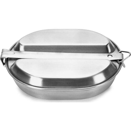 Stainless Steel Lunch Box GI-type Mess Kit Lunch Box for Outdoor Cooking Artifact BBQ Camping Travel Picnic Box #W0