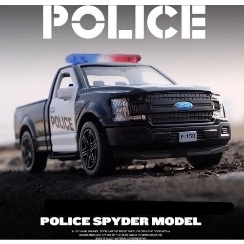 1/36 Ford Raptor Alloy Police Toy Car Model Diecast Simulation Metal Police Model Toy Car Collection PulL Back Children Toy Gift