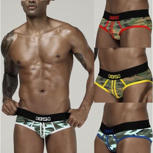 Fashion Mens Panties Camouflage Print Shorts Sexy Underwear Jockstrap Sissy Gay Briefs Underpants Stretch Thong Sexy Lingerie