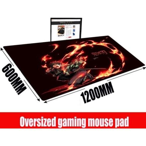 MRGBEST Extra Large Gaming Mouse Pad XXL Gamer Computer Big Keyboard Mouse Mat Locking Edge Anime Demon Slayer Kimetsu No Yaiba