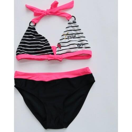 2020 New Girls Close-fitting Elastic Stripe Swimsuit Girls Split Two-pieces Swimwear Bathing Suits Girl Tankini Biquini Infantil