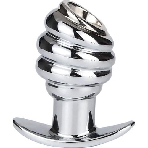 2021 New RY-168 Smooth Touch Head Metal Anal Plug Sex Toys Stainless Steel Hollow Butt Plug Anal Beards for Adult Game