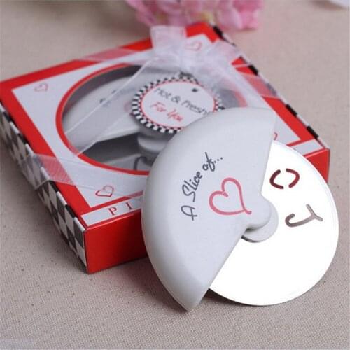 "A Slice of Love" Stainless Steel Pizza Cutter In Miniature Pizza Box Wedding Gifts Favors Supplies Wedding decoration 10Pcs/Lot