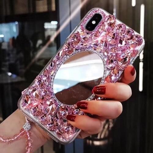 Luxury Crystal Gem Rhinestone Mirror Cases For Xiaomi Redmi5 6 4X 4A 5A 6A Note4 5 6 7 Pro Note4X 5A Soft Clear Phone Cover Capa