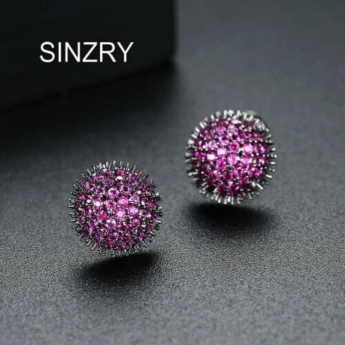 SINZRY new fashion jewelry Cubic zircon hedgehog shape stud earrings black gun plated round cute earrings for women
