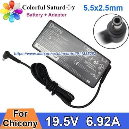 A16-135P1B 19.5V 6.92A 5.5x2.5mm CHICONY AC Adapter Charger A135A007P For MSI GL63 GL62M GL72M GF62 GP72 GP73 MS-16J9 MS-16P6