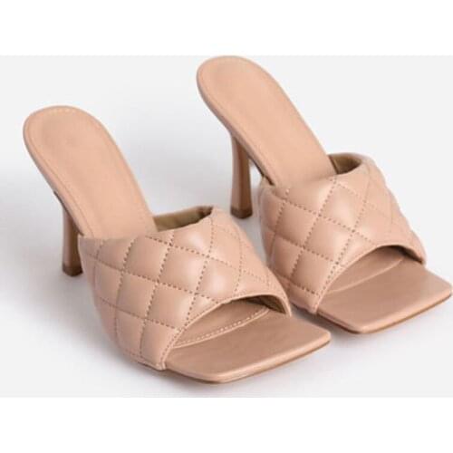 Womens Shoes 2021 Fashion High Heels Square Check New Wholesale Spring and Summer Stiletto Sandals and Slippers CGB