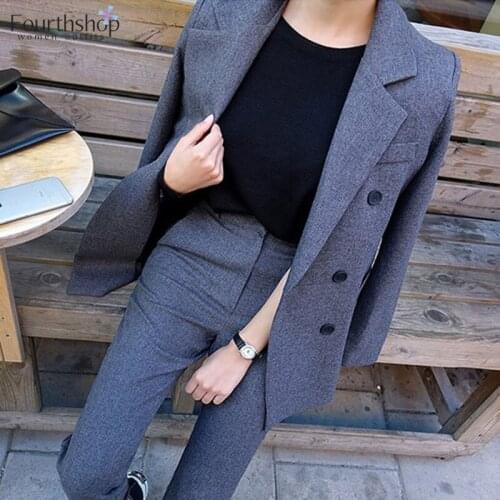 Office Work Uniform Business Pant Suits for Women Fashion 2 Piece Pants Blazer Set Autumn Winter Formal Jacket Suit Female 2019