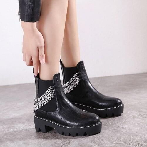 2020 Snow shoes Pu Leather Women Boots Luxury Brand Platform Boots Women Chunky Heel Boots Women Boots Winter Shoes LJB247