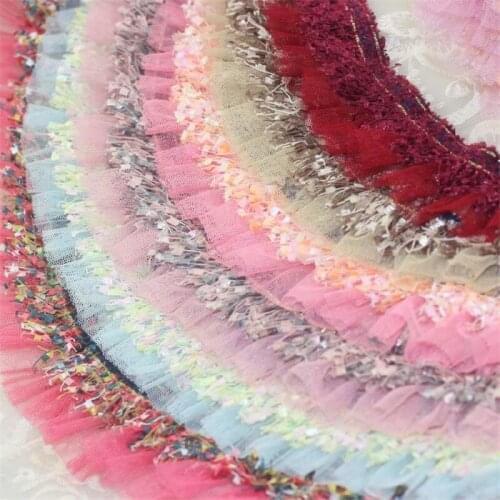 1Meter Double Layer 20Colors Handmade Doll Skirt Chiffon Lace Trim DIY for Lace Skirt Cuff Collar Shoulder Stitching 5cm LC193