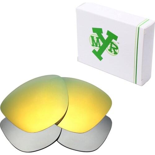 2 Pairs Mryok Anti-Scratch POLARIZED Replacement Lenses for Oakley Frogskins Sunglasses Silver Titanium & 24K Gold