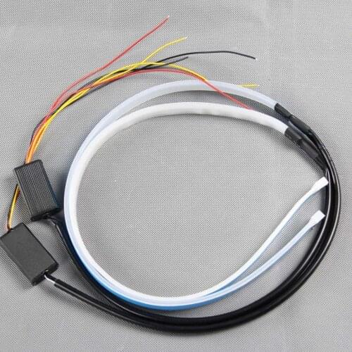 2pcs Waterproof Flexible Universal Car LED DRL Daytime Running Light Flow Runs Headlight LED Strip Brake Turn Signal Light