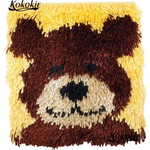 3d bear latch hook rug carpet cushion embroidery yarn handmade cross stitch kits embroidery needlework sets embriodered mats