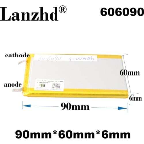4PCS 3.7V Lithium Polymer Battery 606090 4000mAh 90*60*6mm Soft package battery For Power Bank Bluetooth Speakers Tablet DVD