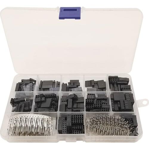 620Pcs/set 2.54mm/0.1Inch Pitch Male Female Socket Crimp Terminal Pin Header Plastic Housing Jumper Wire Connector DIY Kit Black