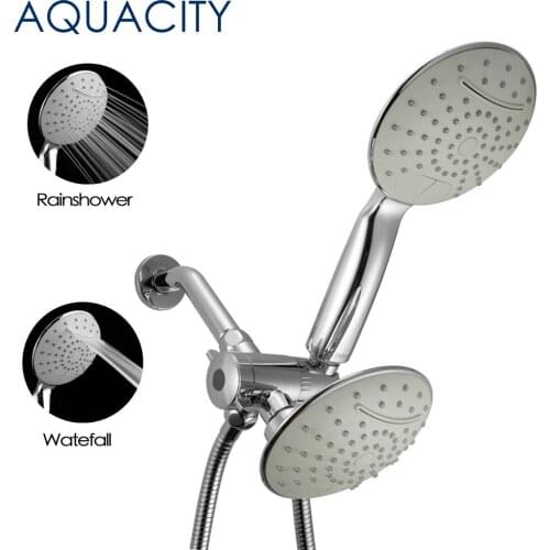 Free Shipping Wall Mounted Waterfall Double high pressure Bathroom Shower Set with 60 Inch Hose and Arm