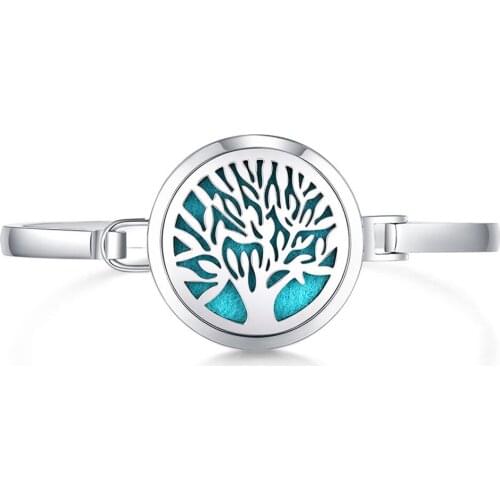 5pcs Mesinya Tree of life Aromatherapy bracelet / 316L s.steel Essential Oils Diffuser Locket bangle 8''wrist
