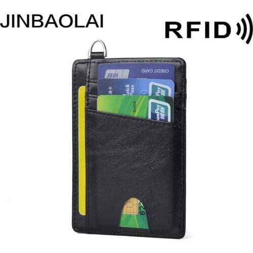 JINBAOLAI Emplyees Card Card Bracelet Wallet RFID Leather Chest Card Cover Antimagnetic Bank Certificate Holder Customization