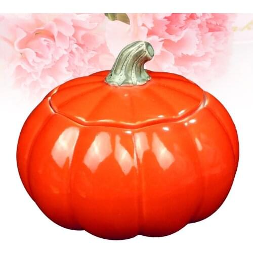 Color Mini Pumpkin Shape Tea Can Ceramic Storage Container Sealed Container Coffee Sugar Jar Gift for Restaurant Home -Size