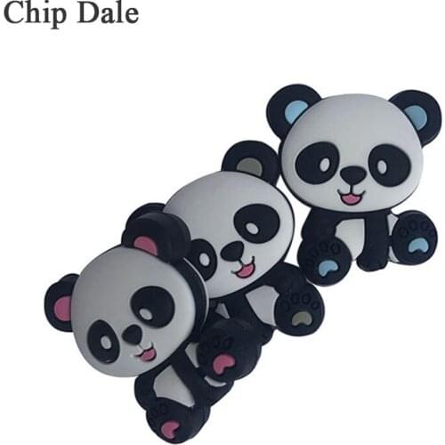 Chip Dale 5Pcs Panda Silicone Beads Baby Teether Accessories Bpa Free Loose Molar Beads DIY Pacifier Chain Baby Teethers