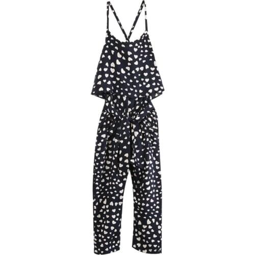 Baby Girls Fashionable Lovely Condole Heart Print jumpsuits Playsuit Romper Overalls with belt Kids Clothes Outfits