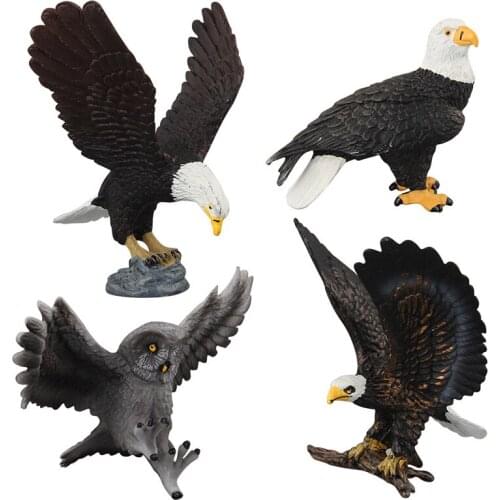 4 Kidns Simulation White-headed Eagle/Owl Animal Figure Collectible Toys Raptor Animal Action Figures Kids Plastic Cement Toys