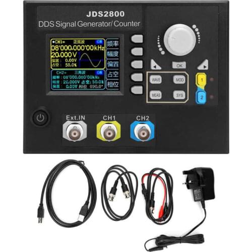 JDS2800-15MHz Function Signal Generator 2.4in LCD DDS Dual Channel Signal Source AC100-240V Square Generator