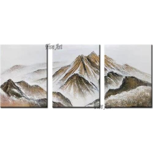Outdoor Mountain Picture Hand Painted Heavy Texture Thick Acrylic Painting Canvas Wall Decorative Item 3PCS Panels Art For Hotel