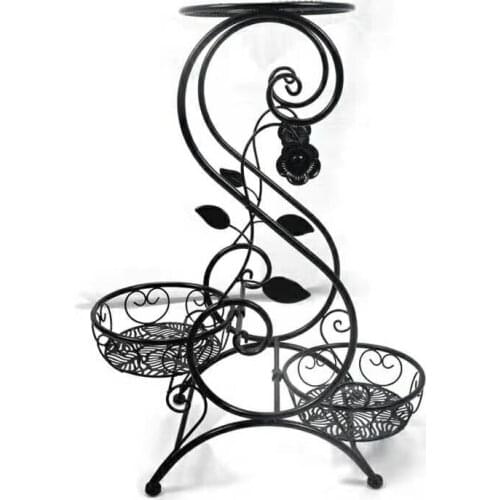 Wrought iron indoor office home three pot flower stand garden balcony plant level decorative torus