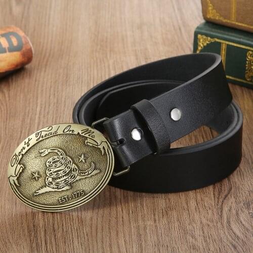 Western cowboy zinc alloy Vintage FIRST NAVY JACK don't step on my snake belt buckle PU leather belt mens gift