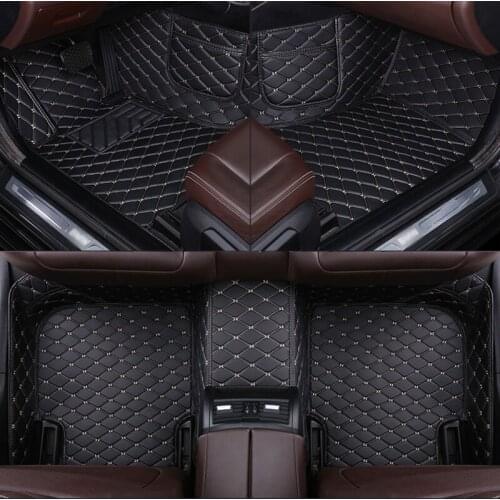 Leather Custom car floor mat for CADILLAC Escallade CTS ATS CT6 DeVille XTS SRX XT5 CTS-V STS DTS SLS XLR carpet Phone pocket