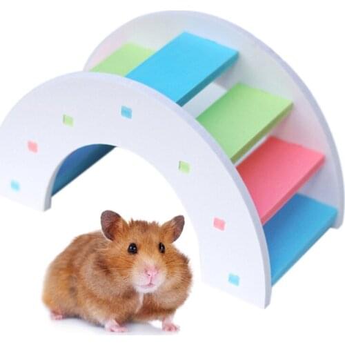 Rat Wood Bridge Rainbow Climb Running Jogging Silent Spinner For Mouse Hedgehog Chinchilla Pets Mice Hamsters Gerbil Cage Toy