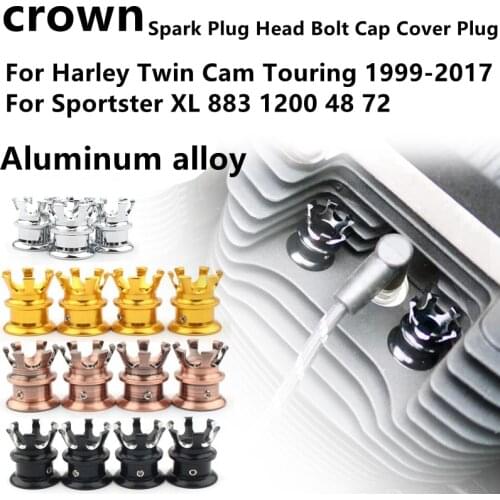 Motorcycle Spark Plug Head Bolt Cap Cover Plug crown For Harley Twin Cam Touring 1999-2017 Sportster XL 883 1200 48 72