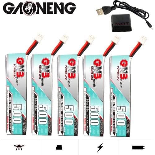 Gaoneng GNB 3.7V LiPo Battery 500mAh 90C/180C +Charger for TINY8X Blade Inductrix FPV QX2 120S Beta75S BetaFPV Drone With PH2.0