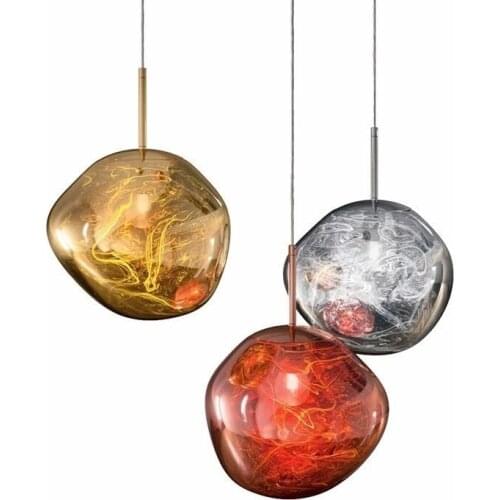 Nordic Restaurant Chandelier Creative Personality Modern Simple Bar Stair Plating Color Glass Lava Chandelier