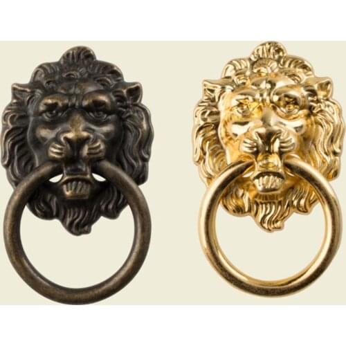20pcs/lot 66*40mm Furniture Handles Beast for Lion Head Antique Alloy Handle Wardrobe Drawer Door Pull Retro Decoration 1PC