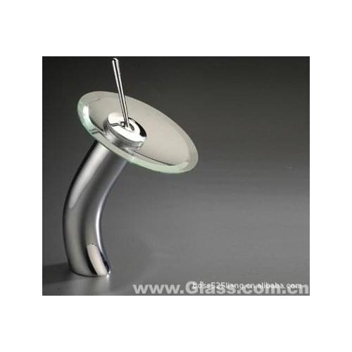 All copper cold hole basin faucet glass waterfall faucet Art basin faucet washbasin heightening faucet