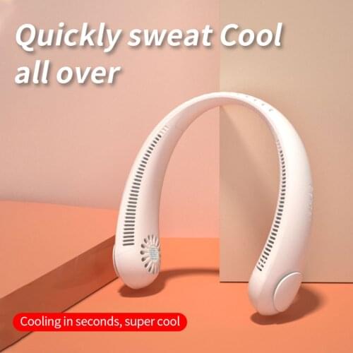 Mini Neck Fan Portable Bladeless Fan Rechargeable Leafless Hanging Fans Air Cooler Cooling Wearable Neckband Fans