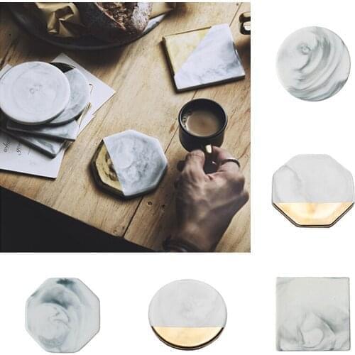 Marble ceramic coaster holder drink cup coffee pad tea porcelain mat dining table placemat dining round square table decoration