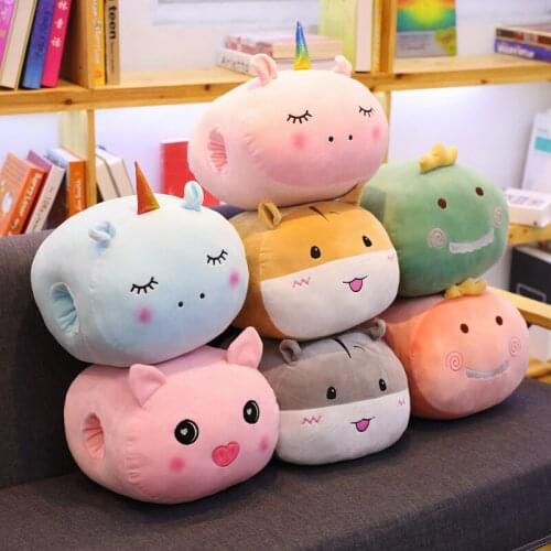 Cartoon Animal Ball Pillow Cushion Fat Dinosaur Pig Hamster Stuffed Toy Unicorn Soft Horse Plush Ponies Doll
