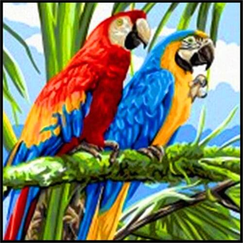 Cartoon Animal Parrot Owl Bird DIY Cross Stitch Embroidery 11CT Kits Craft Needlework Set Cotton Thread Printed Canvas Sale
