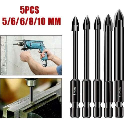 5Pcs 5/6/8/10mm Carbide Tile Porcelain Drill Bits Set Ceramic Glass Wood Hole Opener For Hand Electric Drills