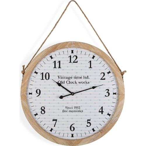 Wall Clock Vintage Metal Rope MDF Wood (53 x 5 x 53 cm)