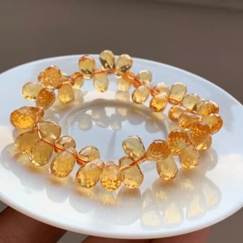 6mm Genuine Natural Yellow Citrine Gemstone Crystal Water Drop Beads Women Bracelet Wealthy Stone Best Birthday Gift AAAAA