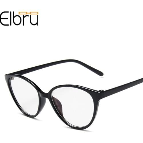 Elbru Ultralight Anti-blue Light Cat Eye Glasses Frame Women&Men Transparent Frame Optical Computer Glasses