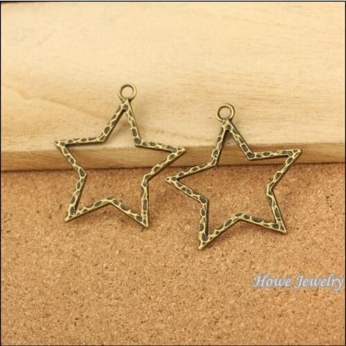 Wholesale 54 pcs Vintage Charms Five-pointed star Pendant Antique bronze Fit Bracelets Necklace DIY Metal Jewelry Making 10081